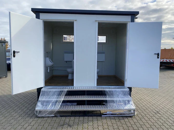 Contenedor sanitario doble con depósito de residuos blanco 3x2 metros